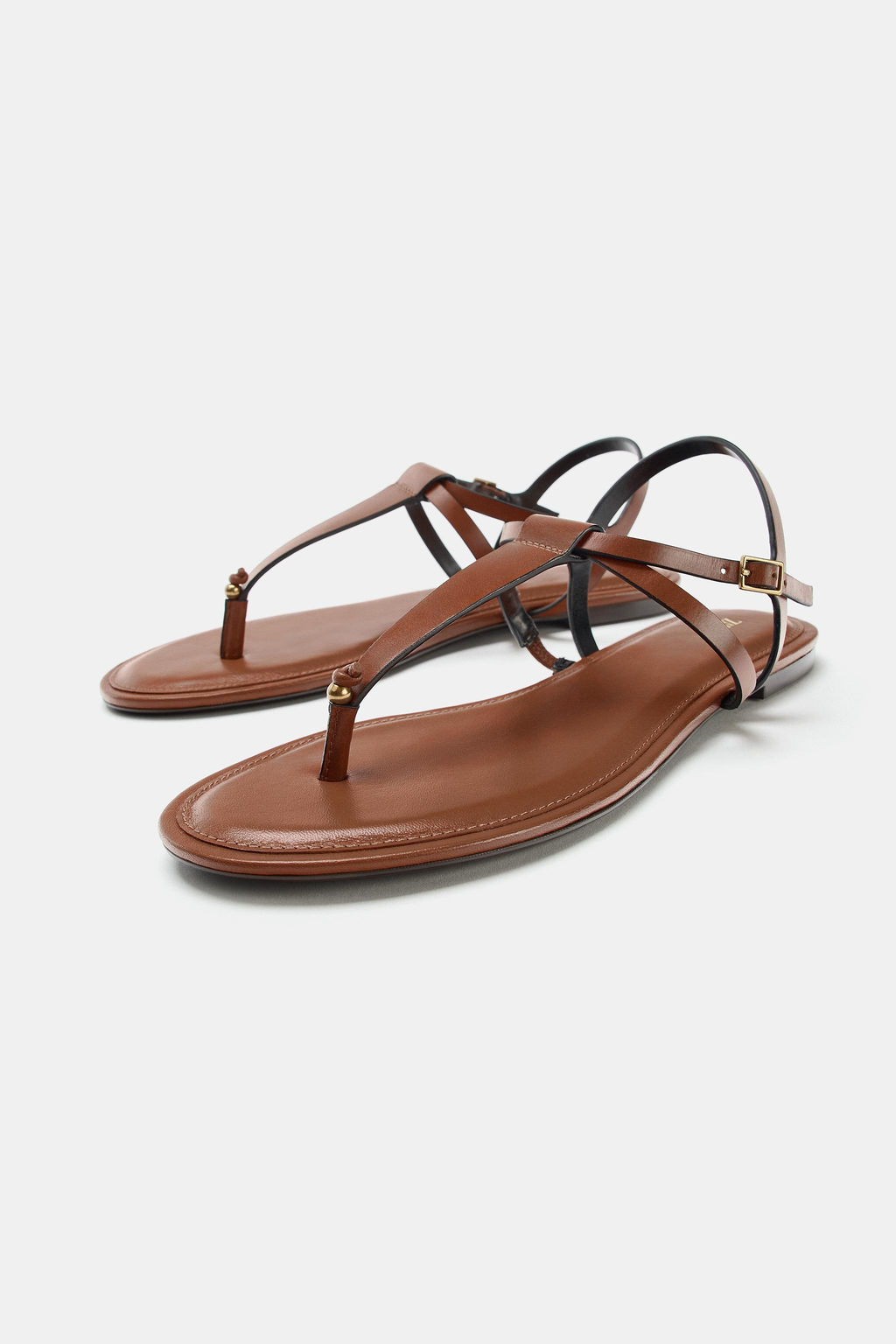 SANDALIA PLANA PIEL / Marr?n - Zara фото 5