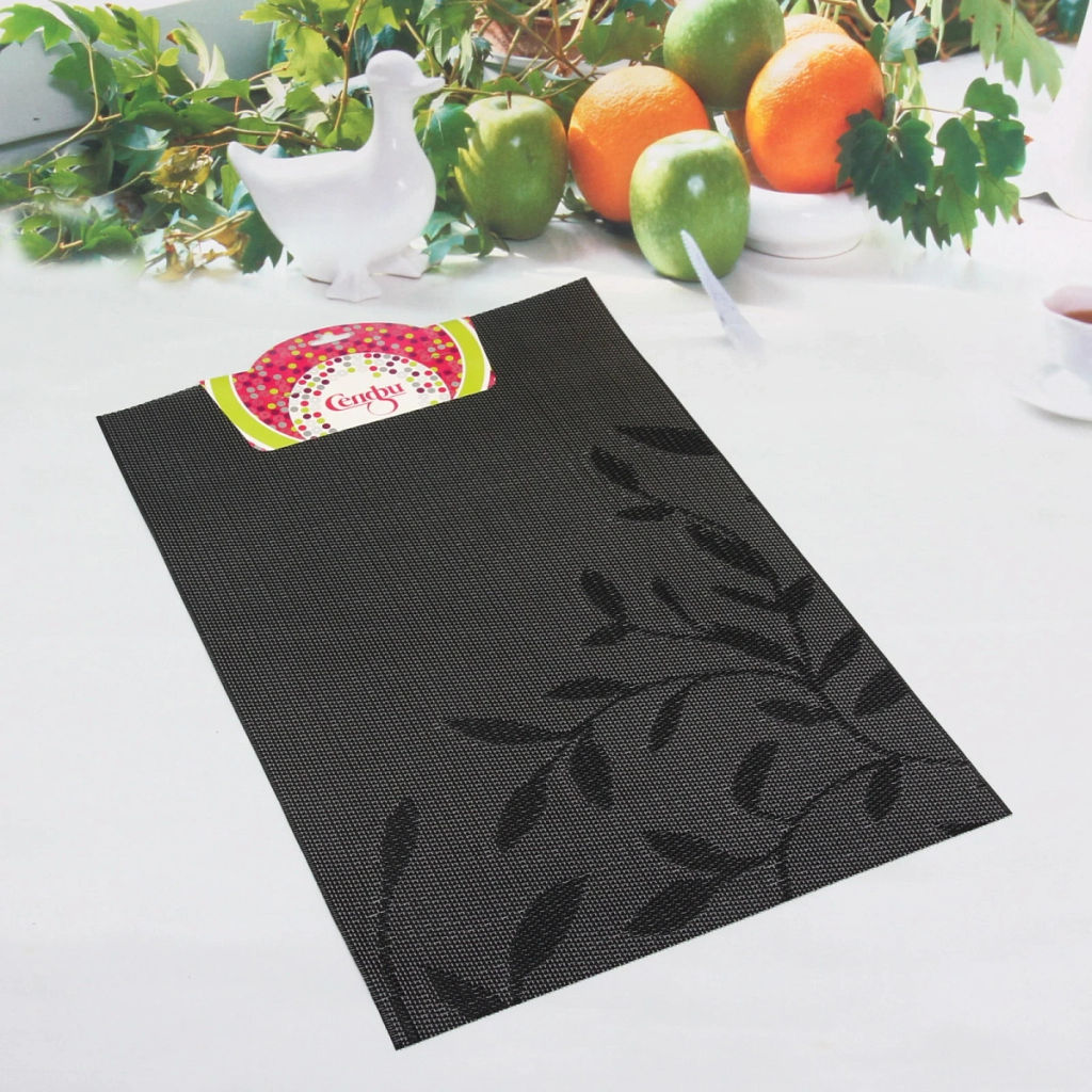 Цена за 4 шт. Салфетка на стол 30*45см плетеная, Вьюнок черная