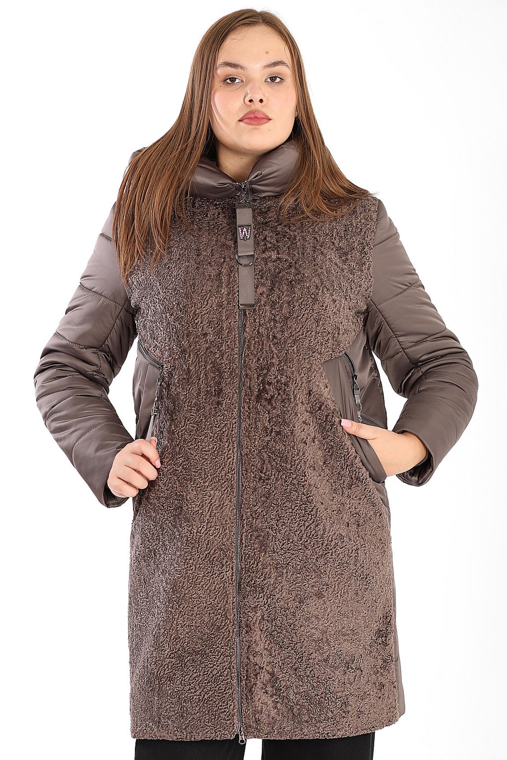 Пальто зимнее цвета какао на верблюжьей шерсти женское