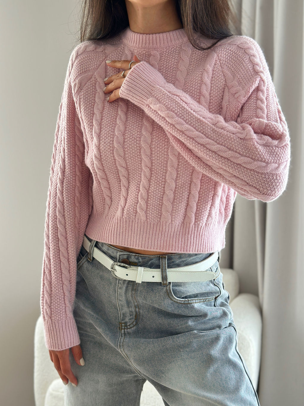 Кроп-свитер Эми (розовый) One Size - Nadi bordo фото 4