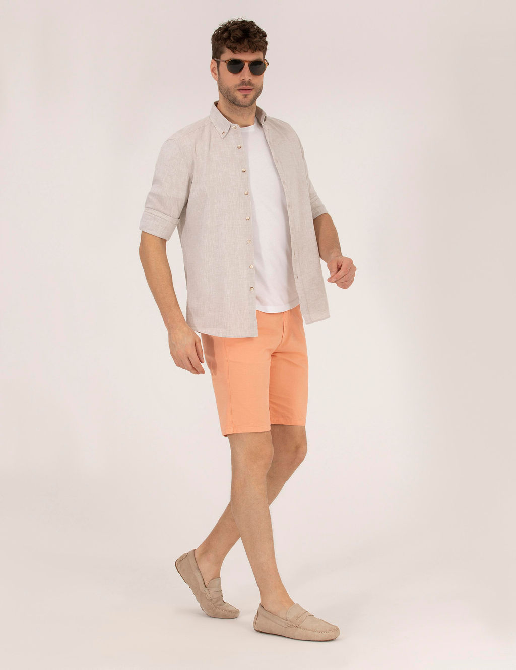 Рубашка Pierre Cardin Regular Fit светло-коричневая с длинным рукавом