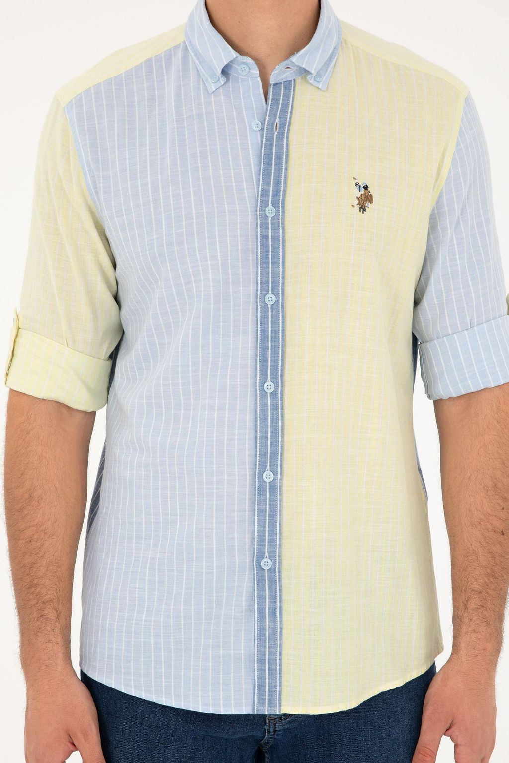 Мужская голубая рубашка с длинным рукавом - U.s. polo assn фото 6