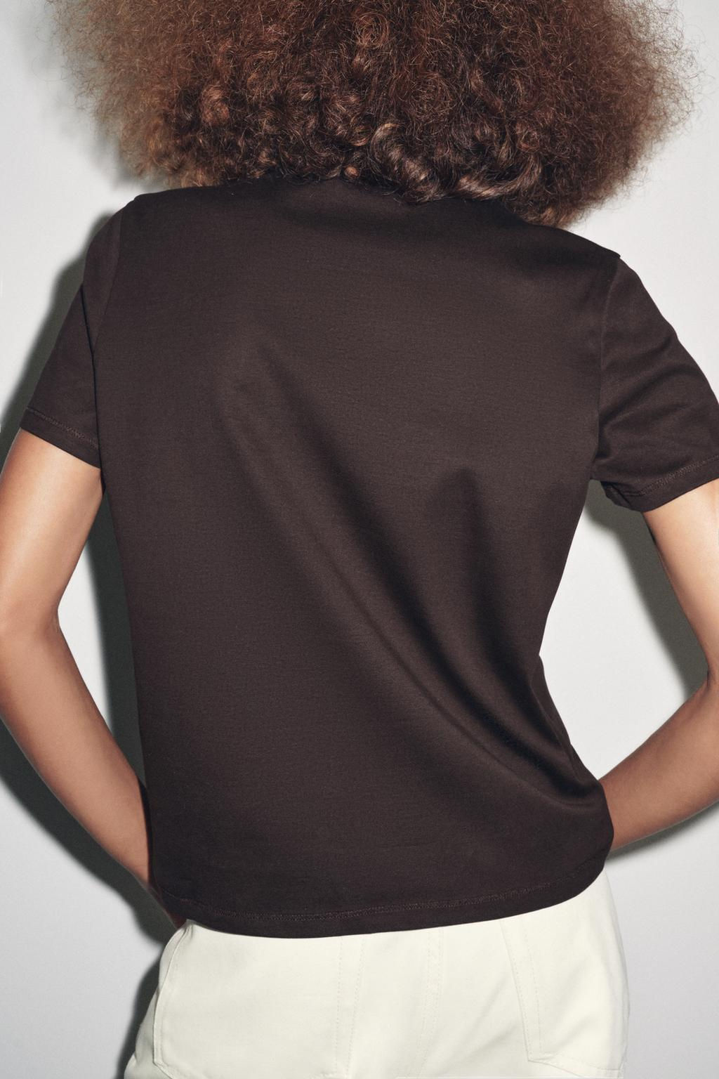 MERCERISED COTTON T-SHIRT - Zara фото 7