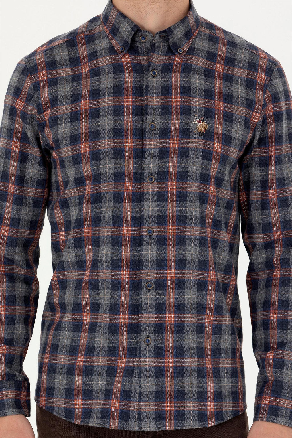 U. S. Polo Assn Мужская темно-синяя рубашка с длинным рукавом - U.s. polo assn фото 6