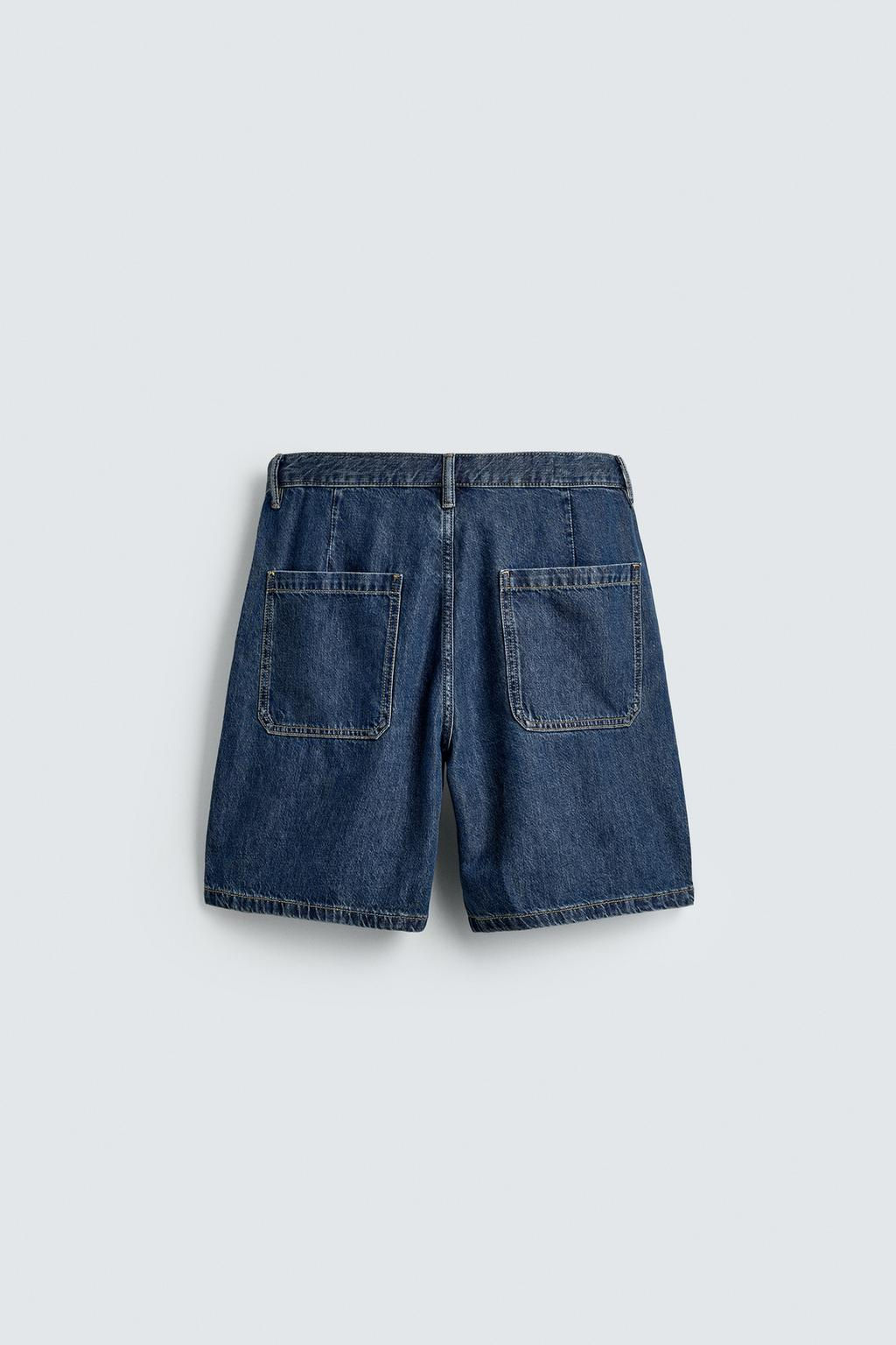 LIGHTWEIGHT DENIM STRAIGHT-LEG BERMUDA SHORTS - Zara фото 8