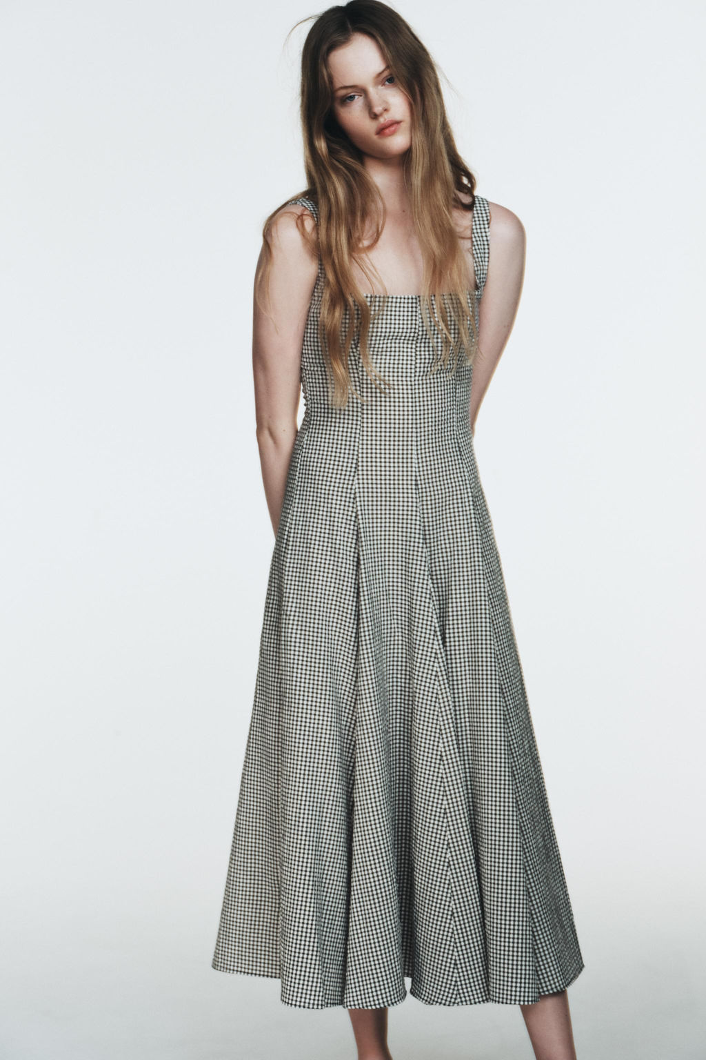 GINGHAM CHECK MIDI DRESS - Zara фото 3