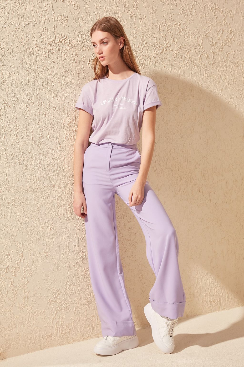 TRENDYOLMILLA Lila Wide Leg/Genis Paca Dokuma Kumas Pantolon TWOSS19ST0179  фото 11