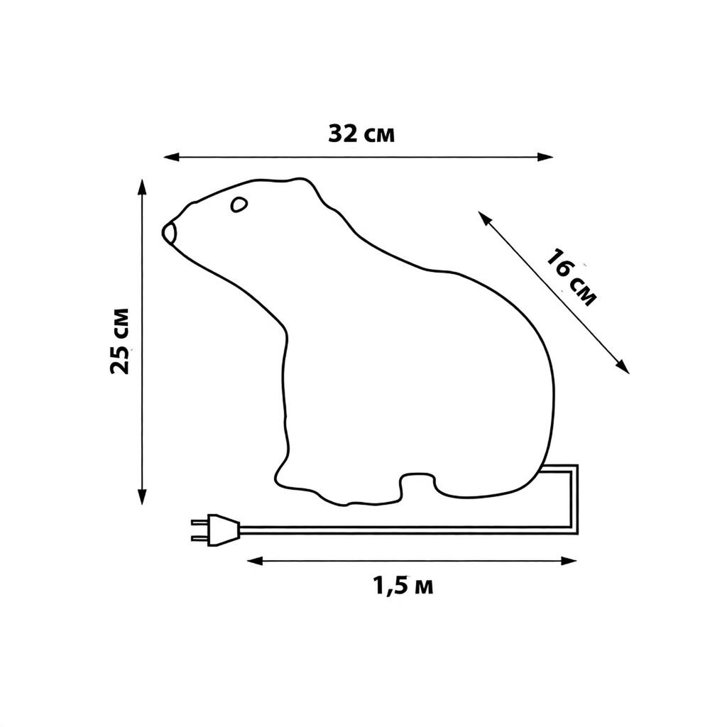 ULD-M3125-040/STA WHITE IP20 WHITE BEAR-4 Фигура светодиодная Белый медведь-4, 32*25см, 40 светодиодов. Белый свет. Провод прозрачный. TM Uniel