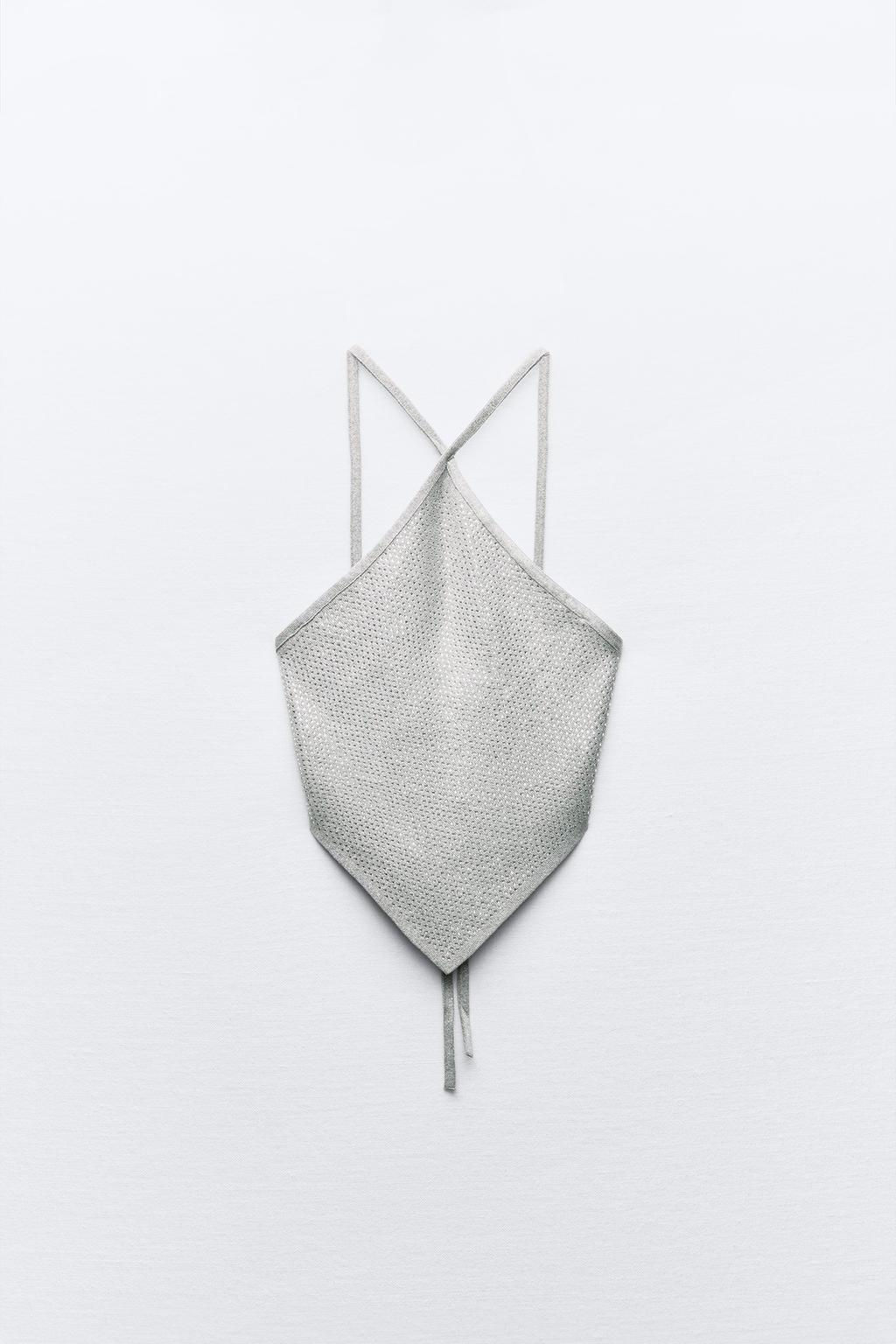 KNIT OPEN BACK CROP TOP WITH RHINESTONES - Zara фото 6