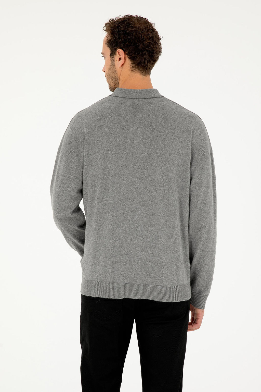 Erkek Gri Melanj Basic Kazak - U.s. polo assn фото 4