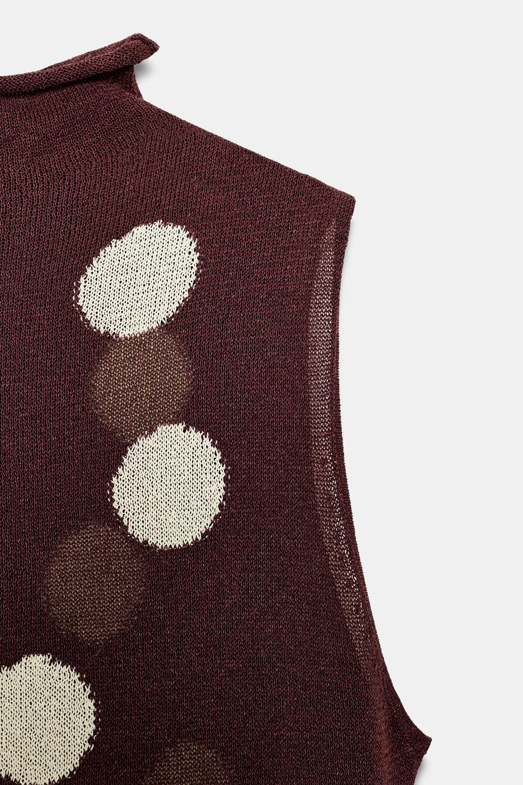 VESTIDO PUNTO LUNARES / Marr?n / Crudo - Zara фото 9