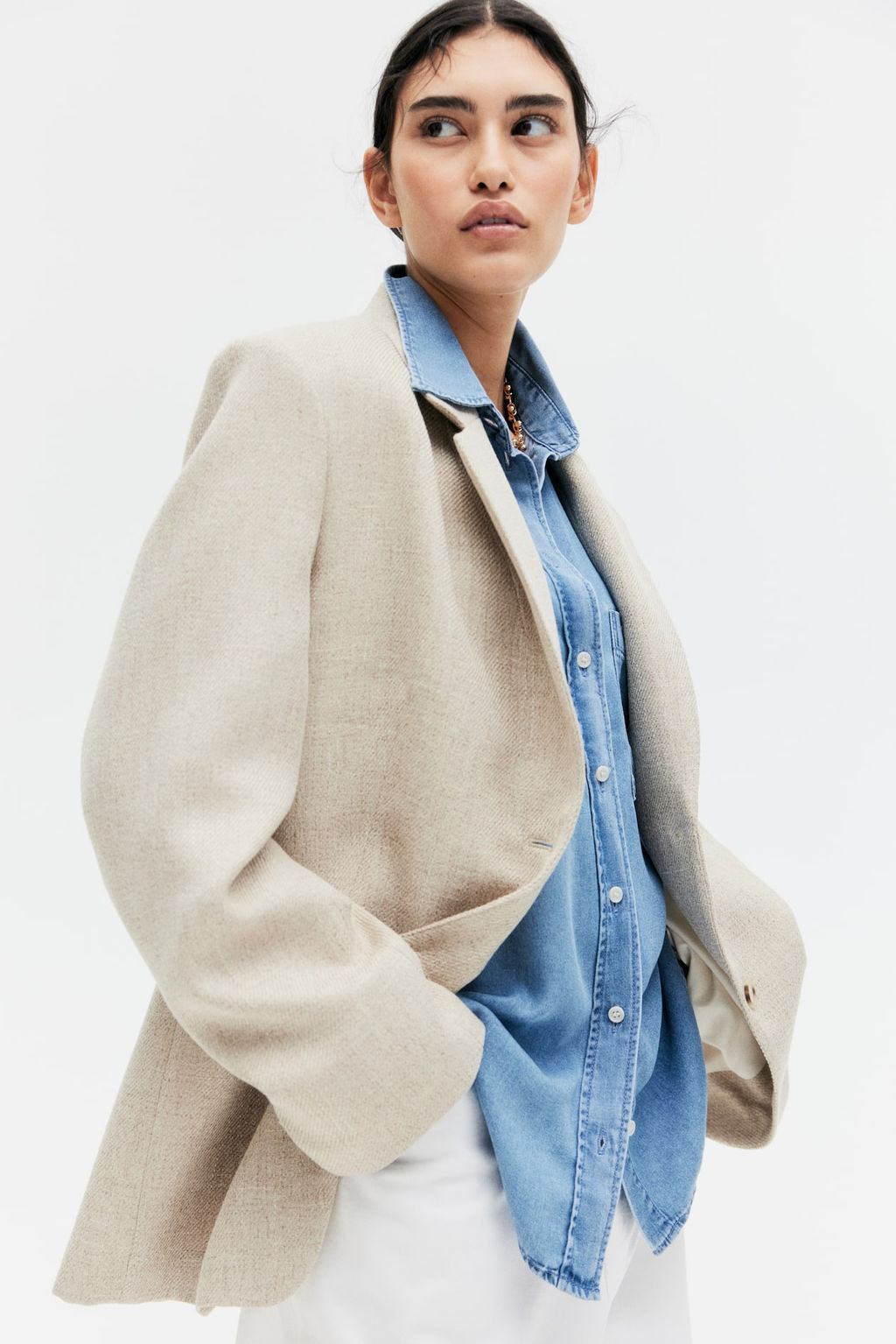 Camisa denim de lyocell - H&m фото 4