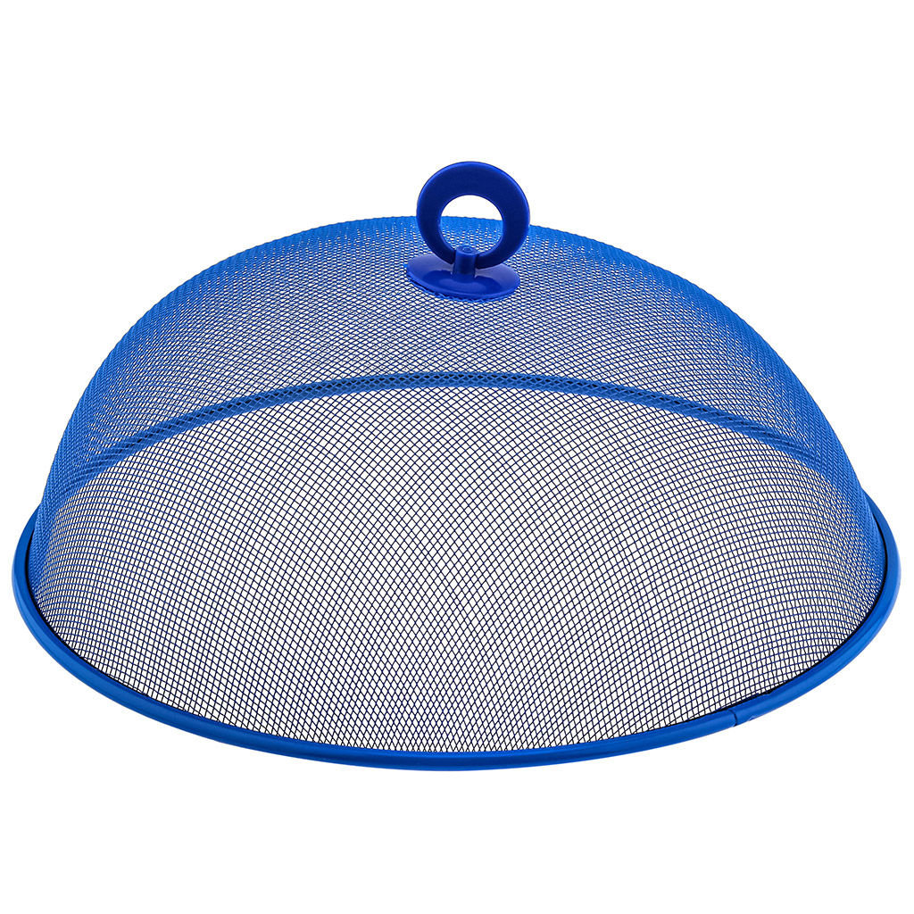 Крышка-сетка для защиты от насекомых металлическая, окрашенная д30см h11,5см, пластмассовая ручка, цвета в ассортименте: синий; зеленый; красный (Китай) - Домашняя мода фото 3