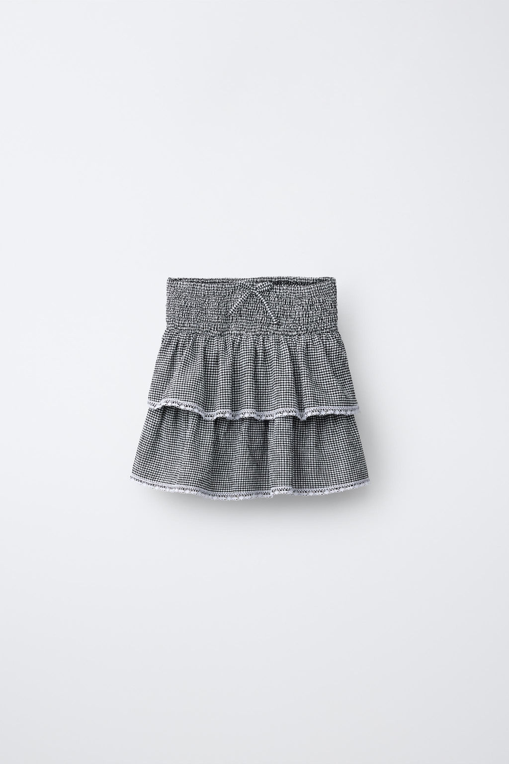 FALDA CUADRO VICHY PUNTILLA / Blanco / Negro - Zara фото 3