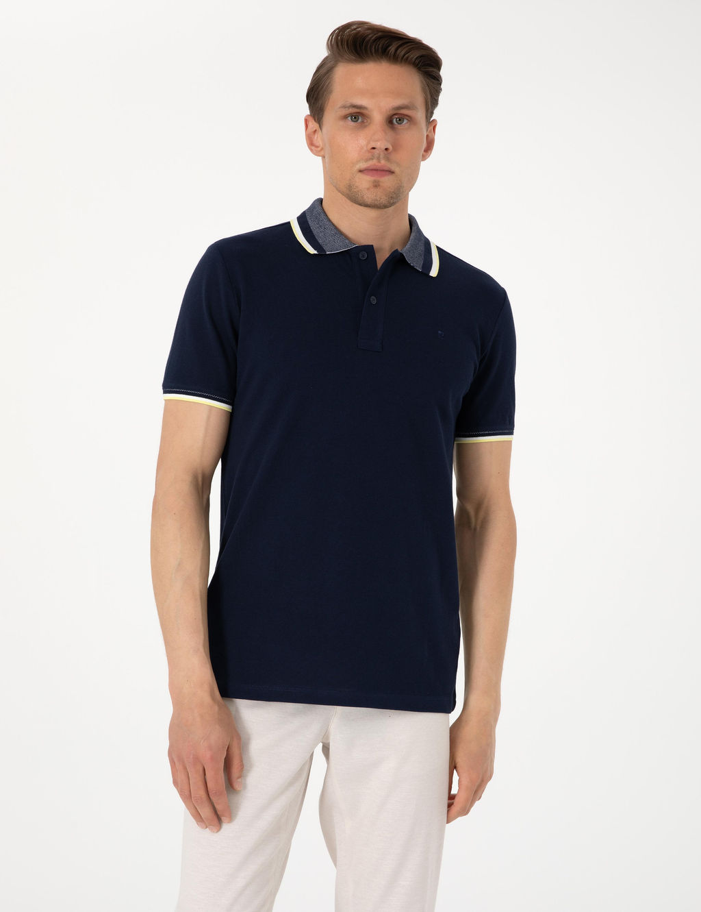 Lacivert Slim Fit Polo Yaka Ti__rt