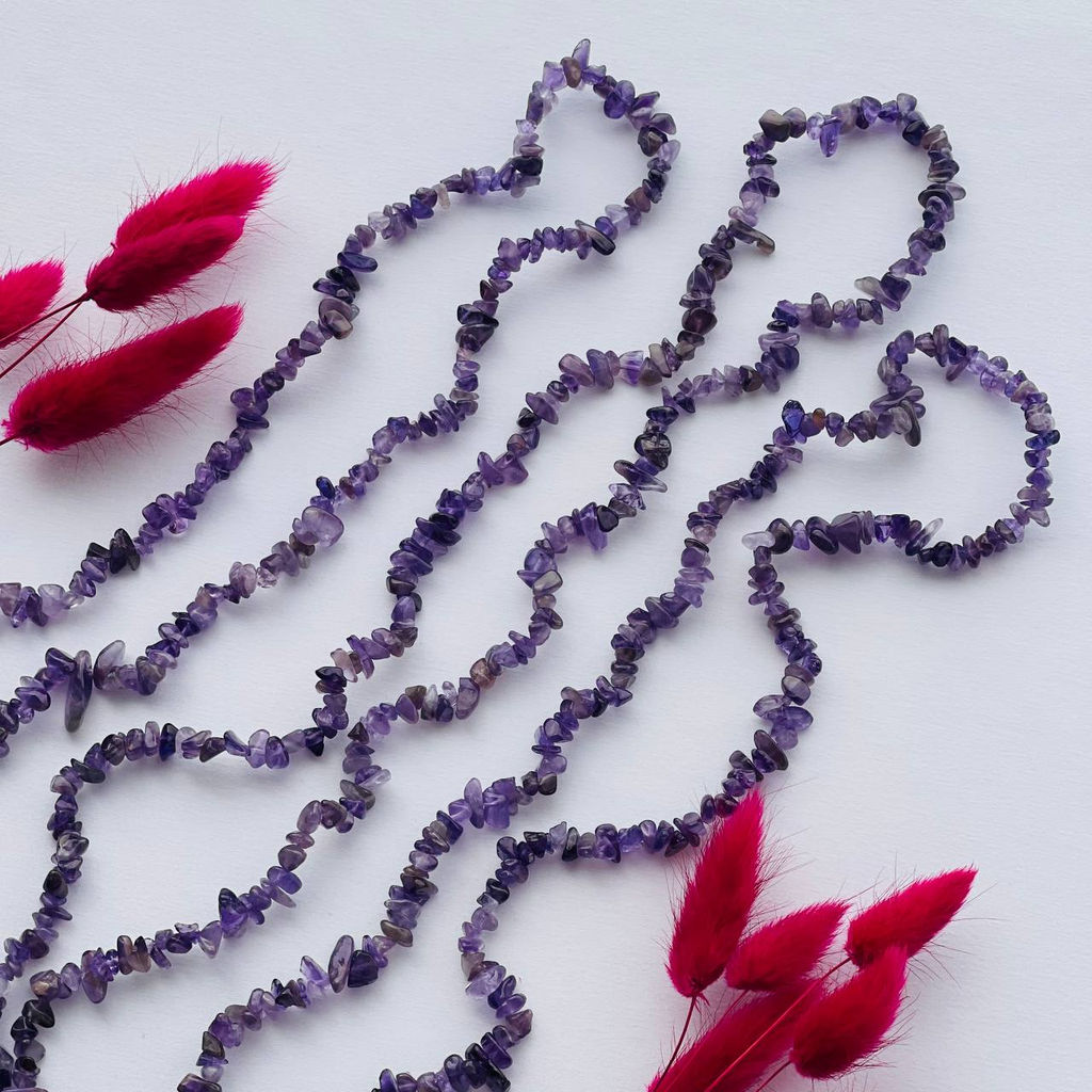 Бусины для рукоделия из Аметиста крошка 80 см