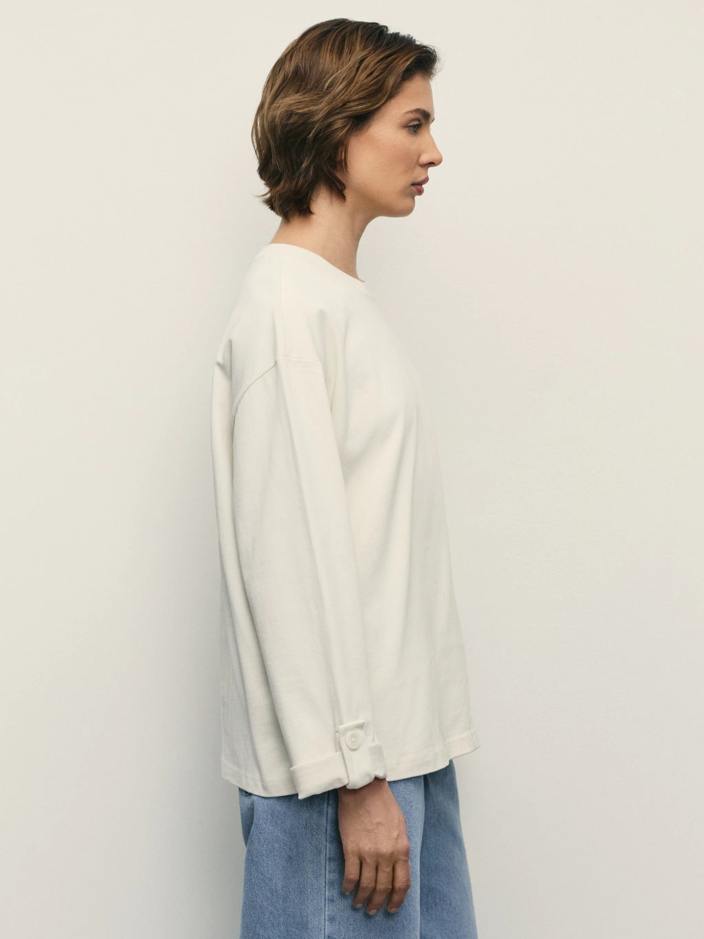 Лонгслив из хлопка с патами на рукавах / Zarina  фото 4