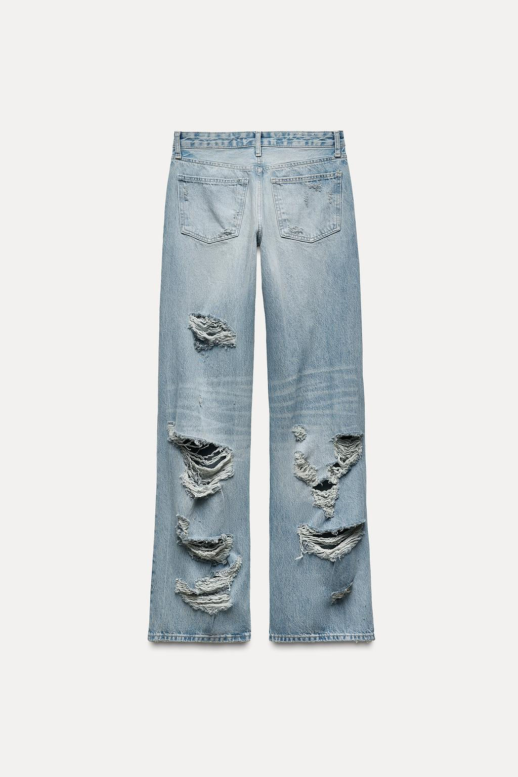 RIPPED MID-RISE WIDE-LEG TRF JEANS - Zara фото 8