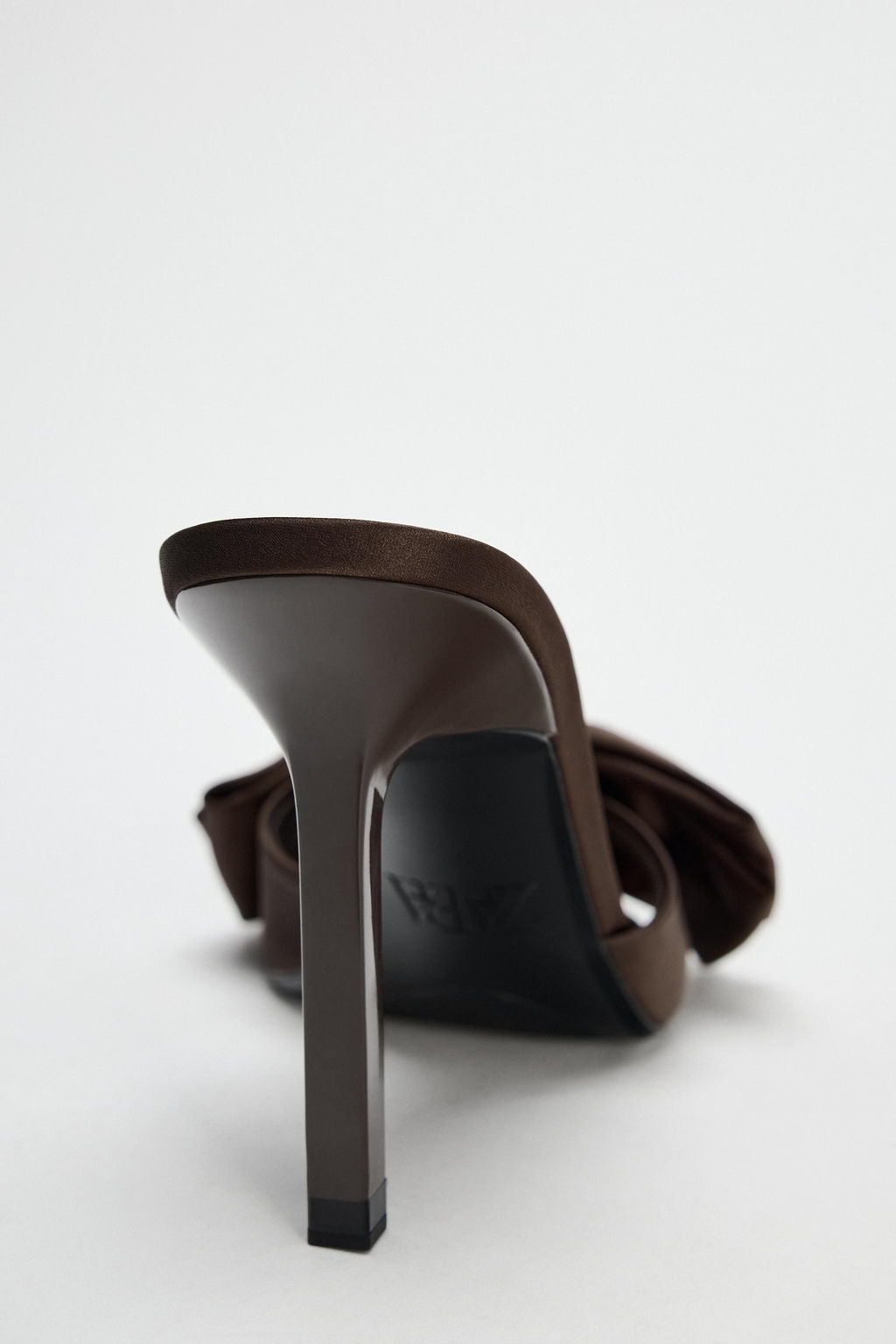SATIN-EFFECT HIGH-HEELED MULE SANDALS WITH MAXI BOW