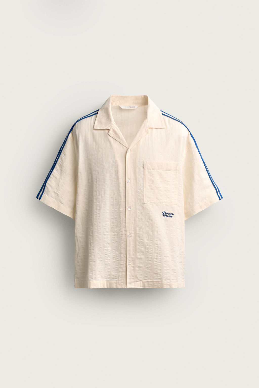 CAMISA BANDAS BORDADO CONTRASTE / Blanco roto - Zara фото 8
