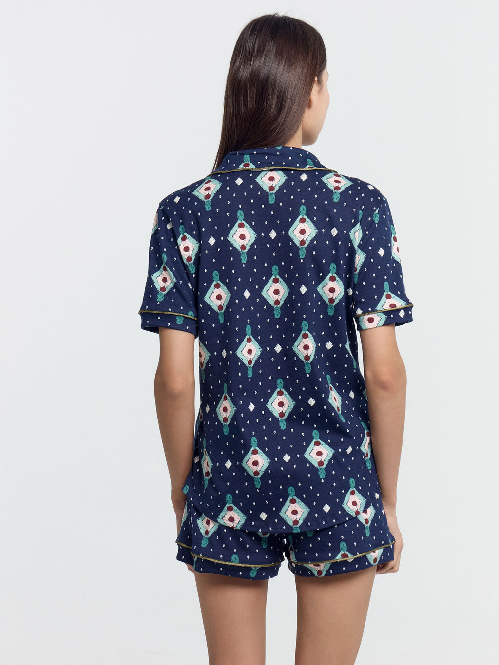 Комплект женский (жакет, шорты) темно-синий в ромбики ромбики на т.синем 592478 - Mark formelle фото 7