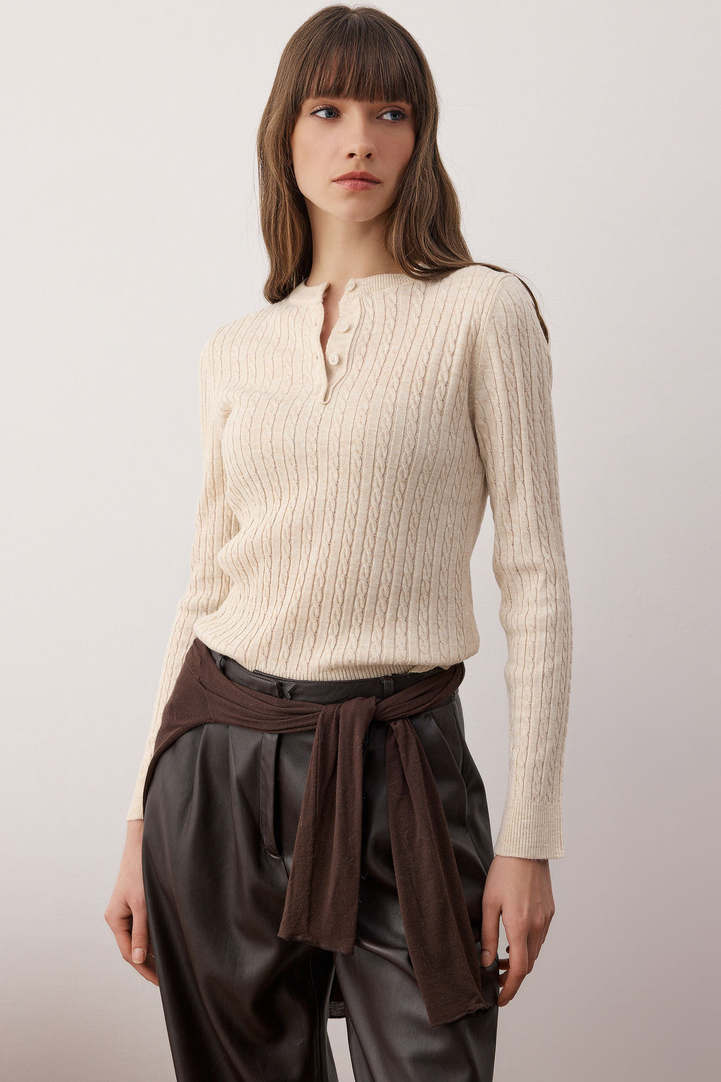 Siyah-Ekru*001 Bisiklet Yaka 2li Triko Kazak TWOAW26KZ00187 - Trendyolmilla фото 14