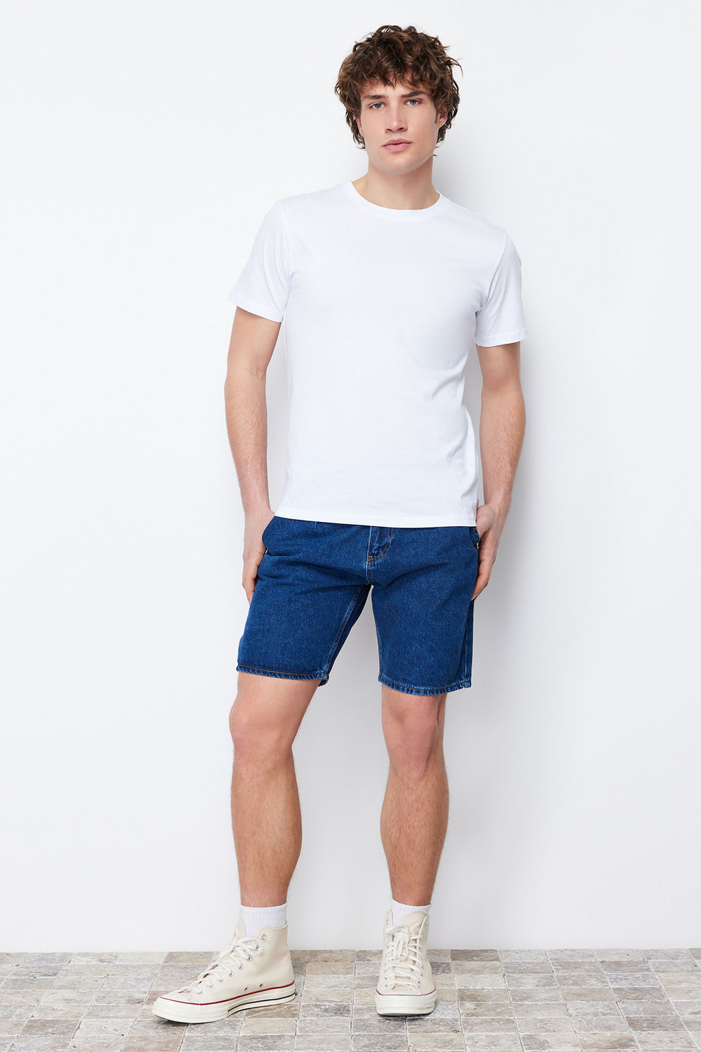 Lacivert Pileli Regular Sort & Bermuda TMNSS21SR0493