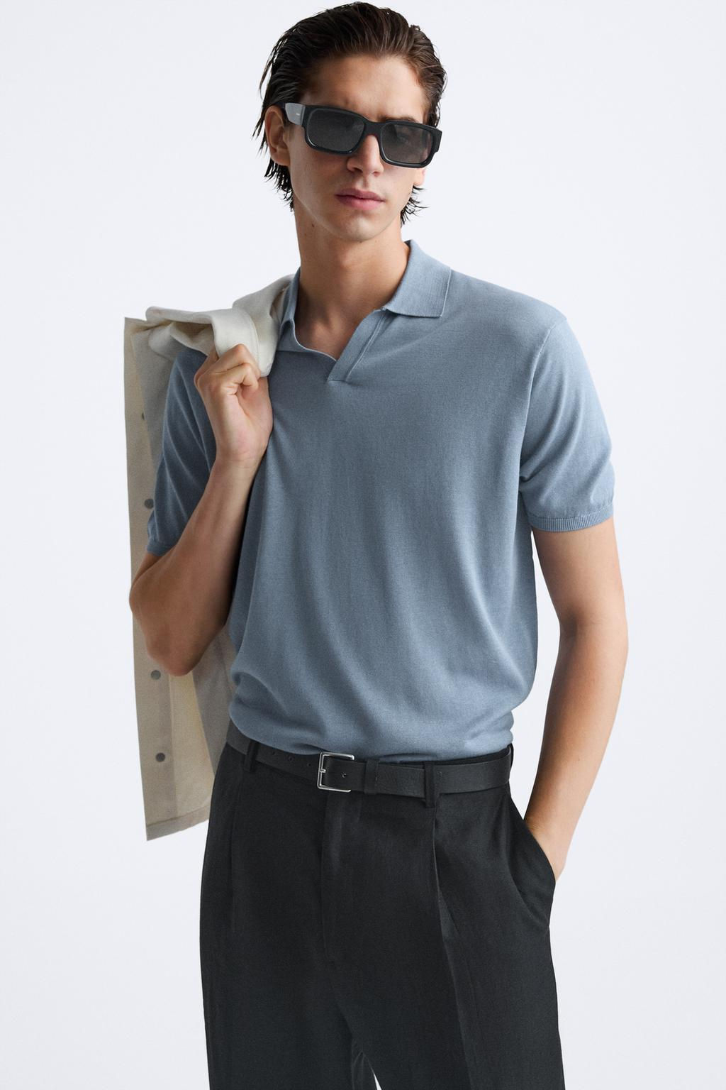 LYOCELL BLEND KNIT POLO SHIRT - Zara фото 5