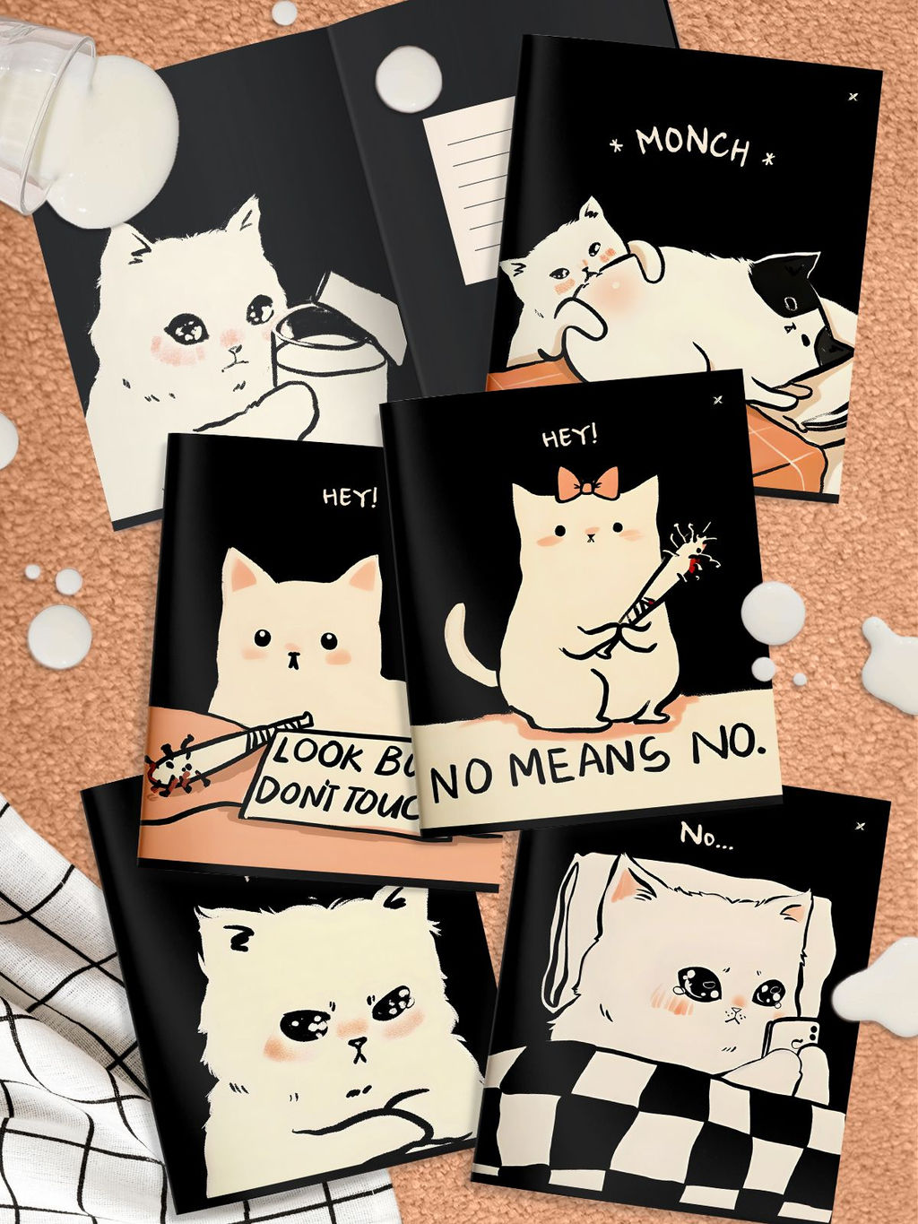 Тетрадь 48 л. А5 клетка, на скрепке, офсет LOREX MOOD CAT мелованный картон, двойная облож...