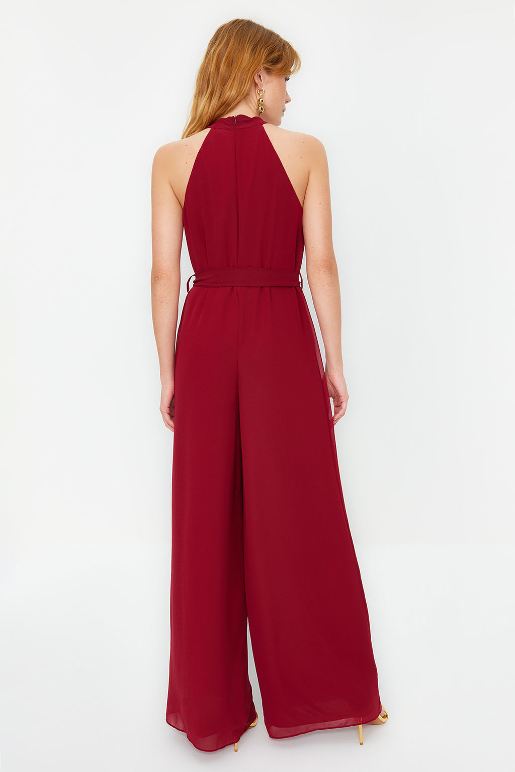 Bordo Kusakl? Maxi Sifon Astarl? Dokuma Tulum TWOSS23TU00093