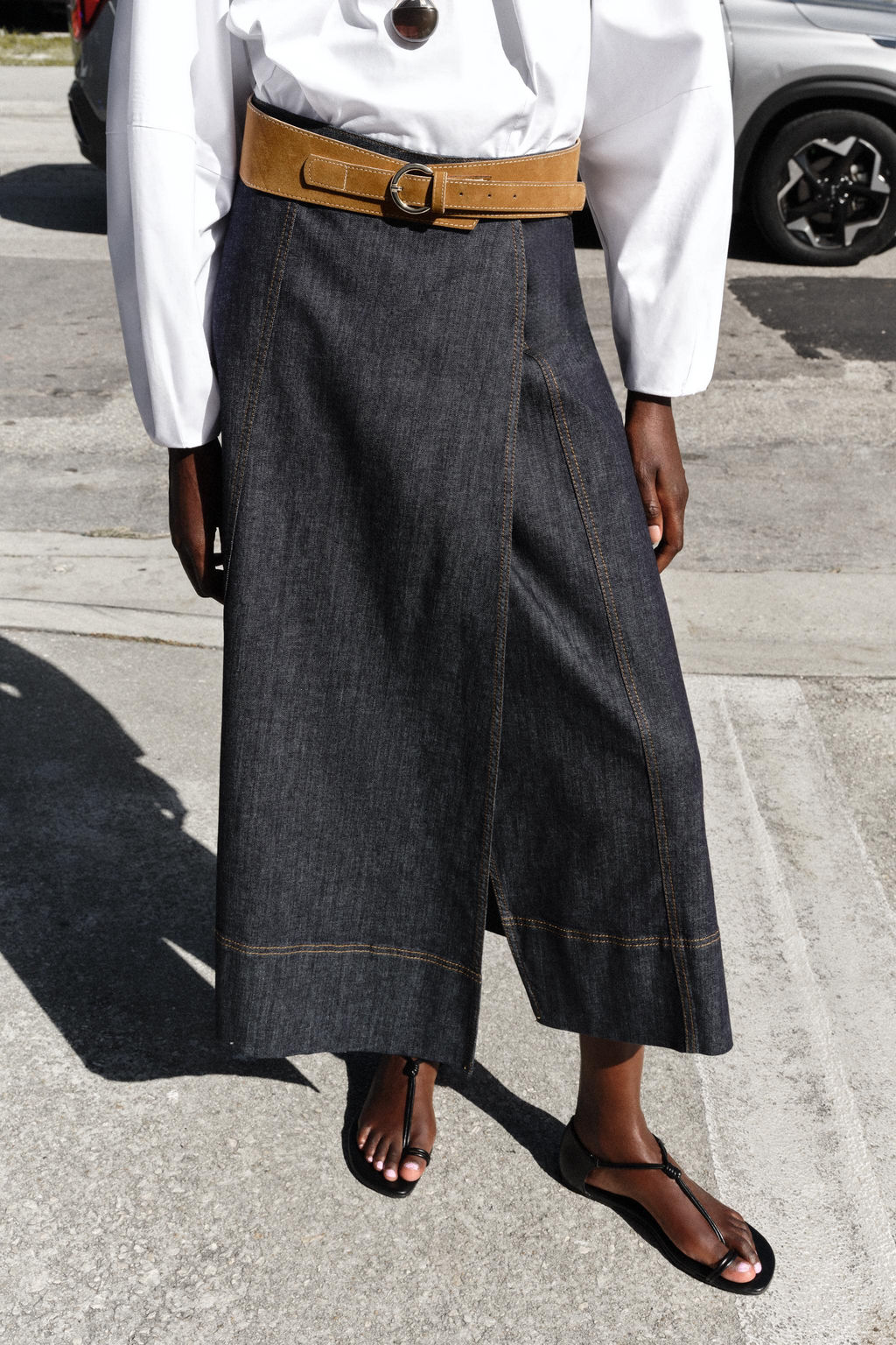 FALDA Z1975 MIDI DENIM CINTUR?N / Azul - Zara фото 4