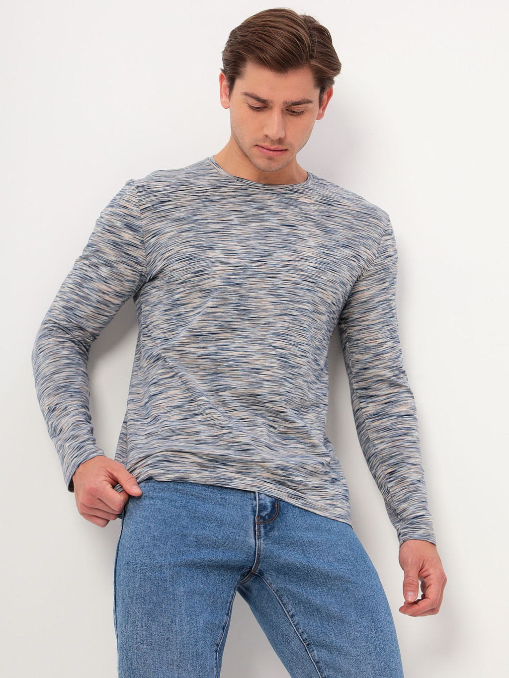 Футболка мужская длинный рукав GREG G165-KM-OR1048 (бежевый)  фото 7