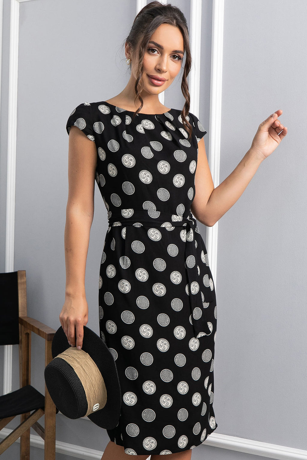 Платье Габриэль (черное/круги) П13953-10М