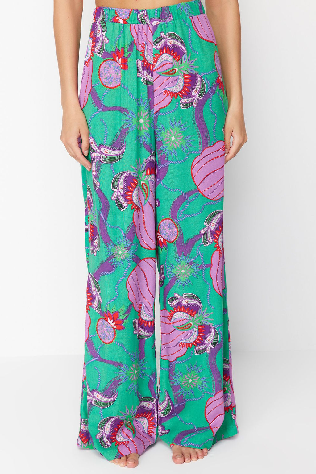 TRENDYOLMILLA Etnik Desenli Dokuma Plaj Pantolon TBESS24PL00018  фото 5