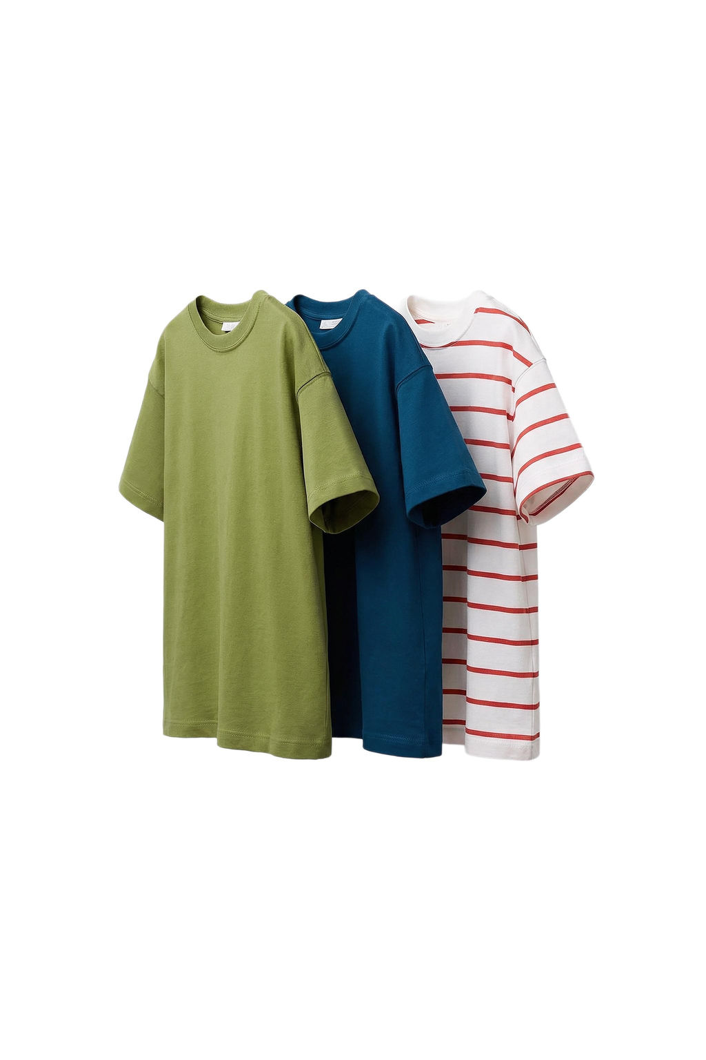 PACK TRES CAMISETAS RAYAS Y LISAS / Verde pato - Zara фото 6