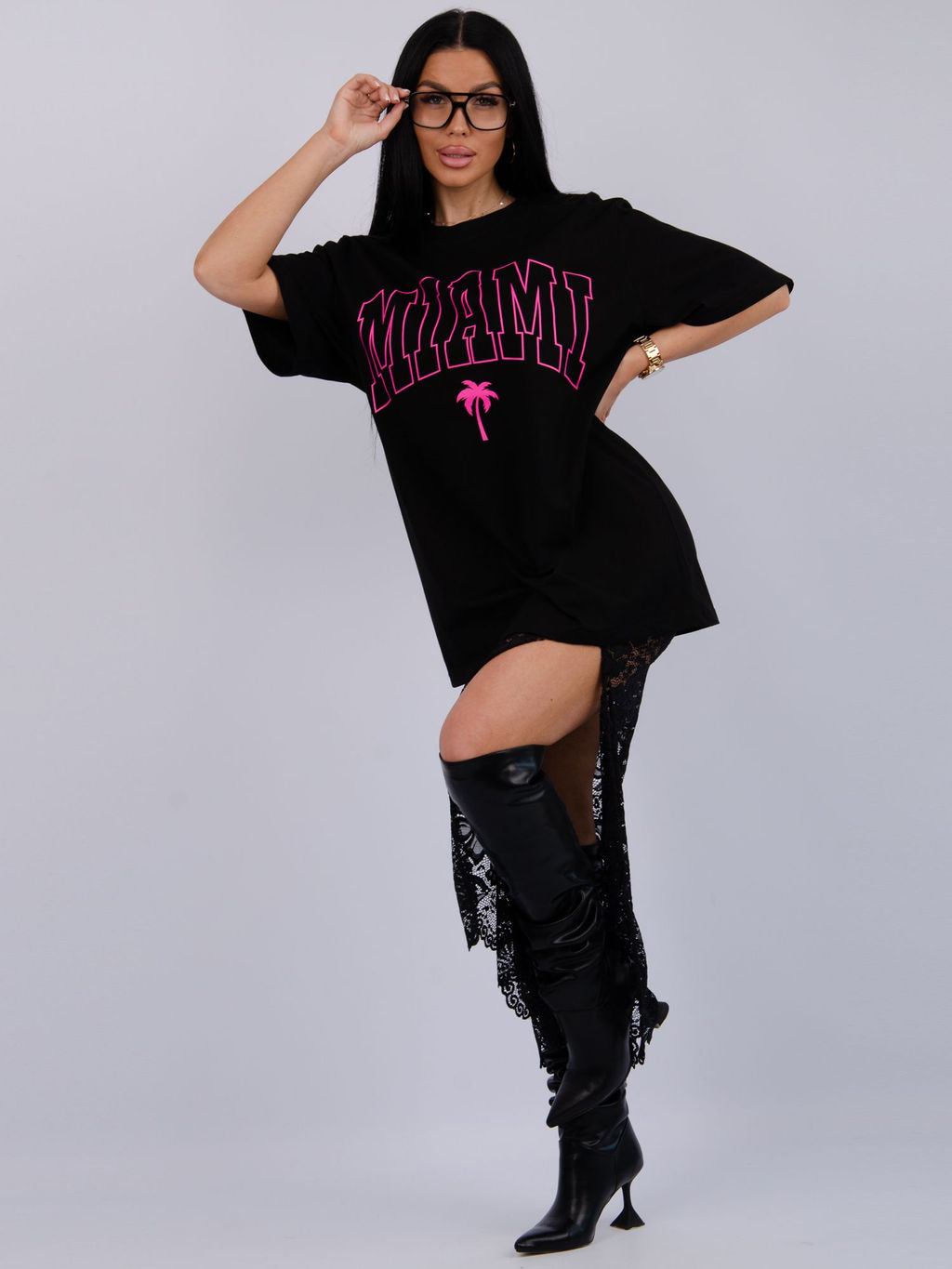 Костюм Монохром 2 чёрный, трикотаж - Малина фото 15