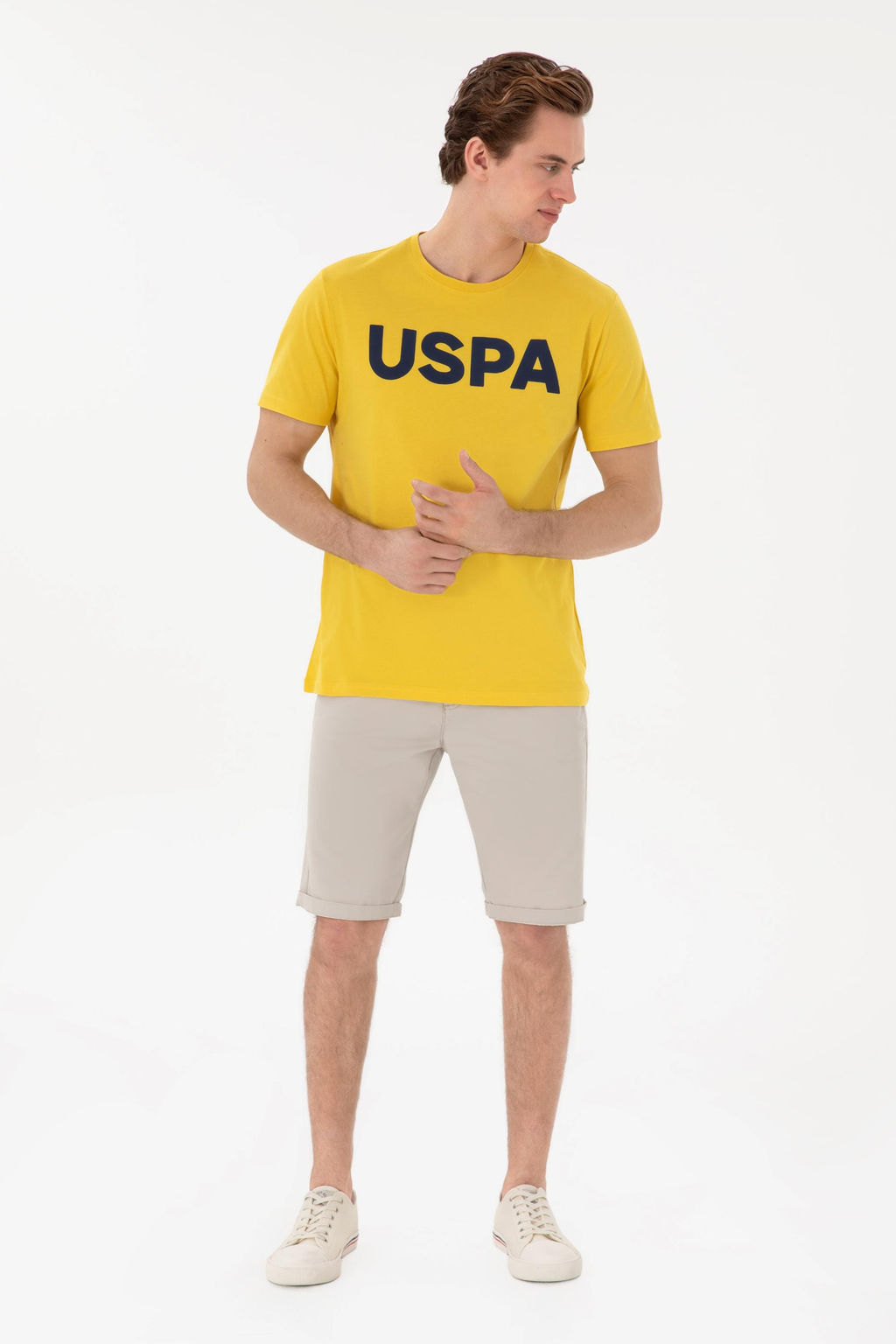 Erkek Regular Fit Bisiklet Yaka Koyu Sar_ Basic Ti__rt Sepette S_rpriz _ndirim - U.s. polo assn фото 4