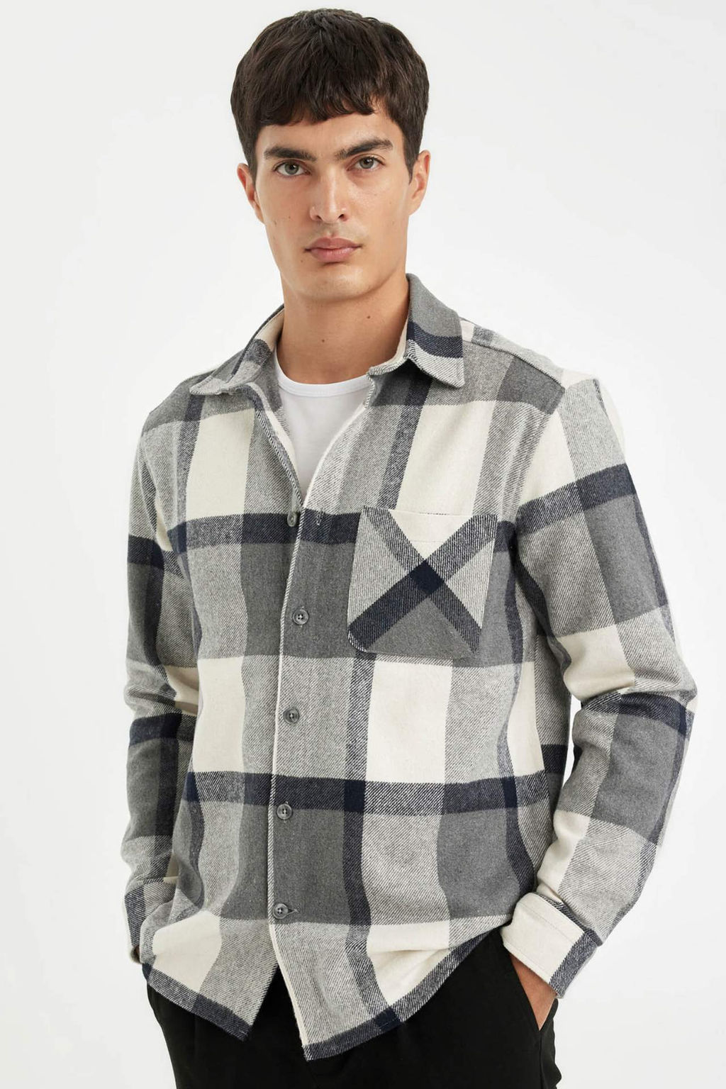 Regular Fit Kareli Oduncu Flanel Uzun Kollu Gomlek - Defacto фото 2