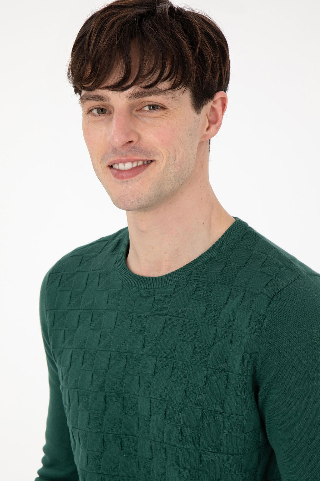 Erkek Slim Fit Bisiklet Yaka Koyu Ye_il Basic Kazak - U.s. polo assn фото 2