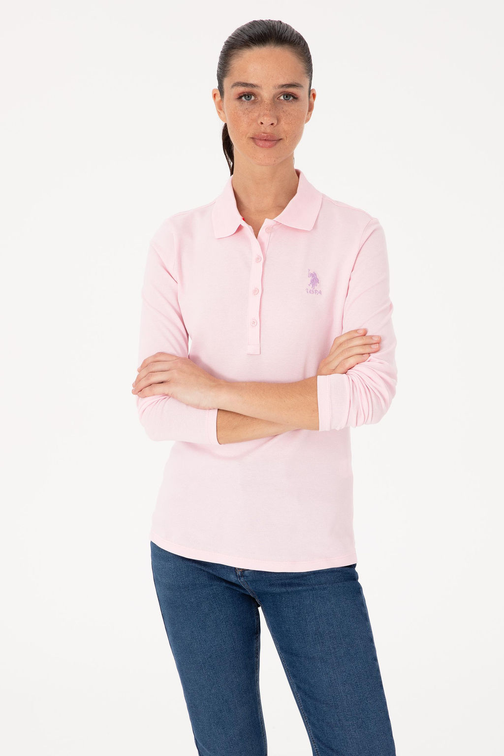Kad_n Pembe Basic Polo Yaka Sweatsh_rt - U.s. polo assn фото 3