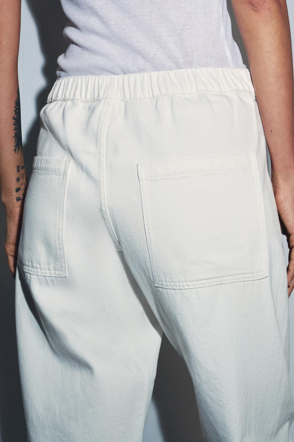 PANTAL?N DENIM BARREL BOLSILLOS ZW COLLECTION / Blanco - Zara фото 13