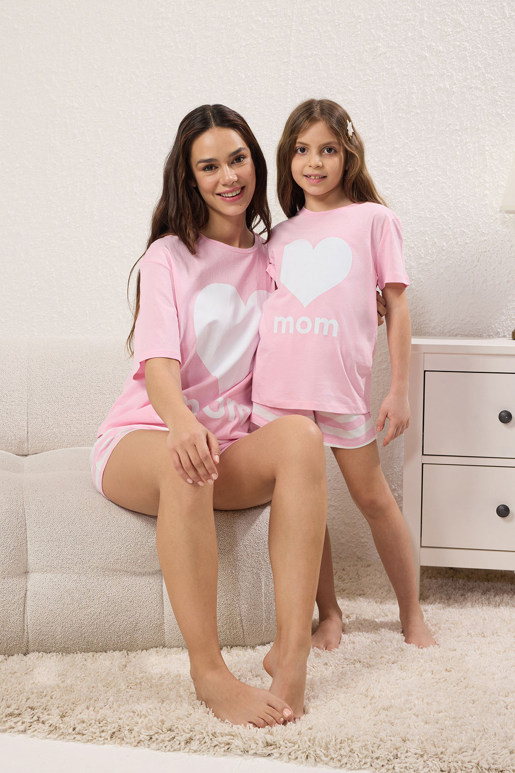 Pembe K?z Cocuk %100 Pamuk Mini Me/Anne-K?z T-Shirt Sort Orme Pijama Tak?m? TKDSS25PT00028 - Trendyolmilla фото 4