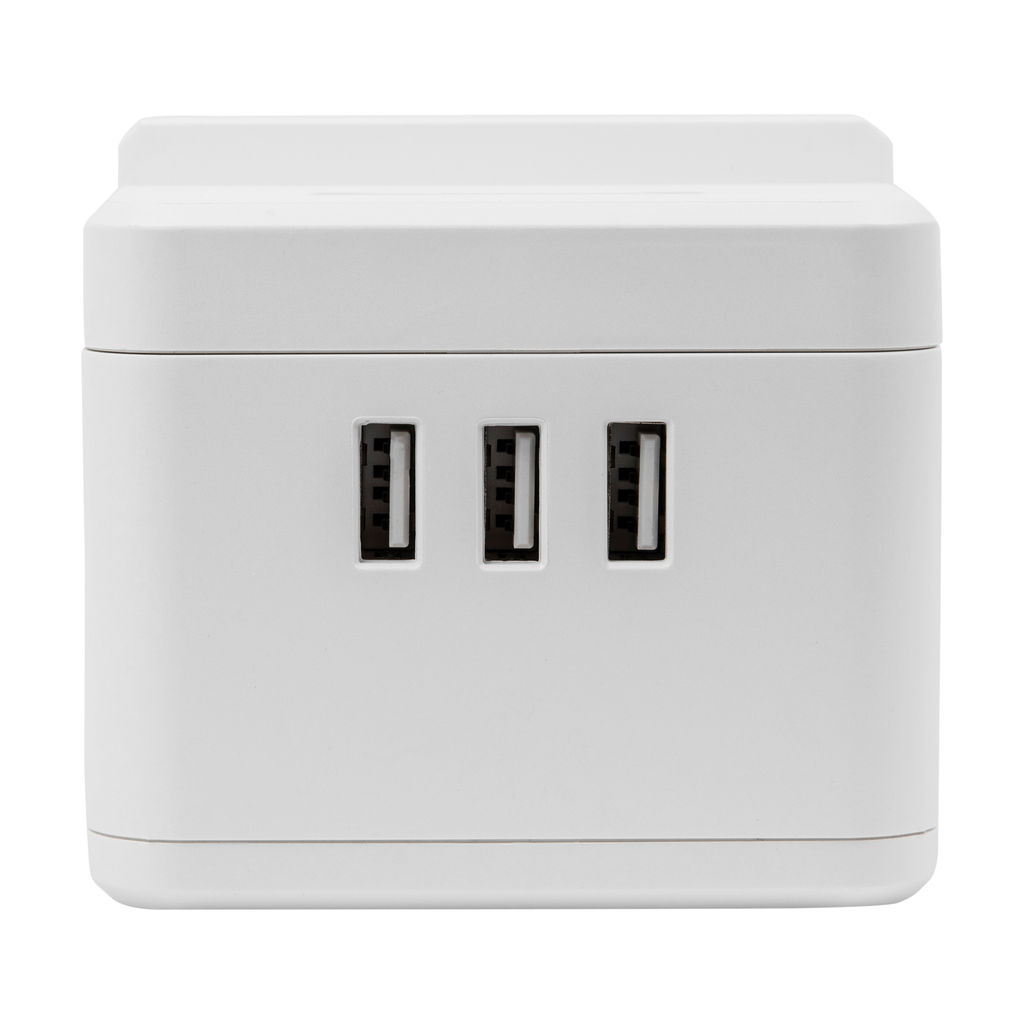 S-GCD2-1,5SBUH WHITE Удлинитель серии Standard, с/з, шнур 1,5м, 2 гнезда, 3 USB, 16А, держатель для телефона. Белый. ТМ Uniel