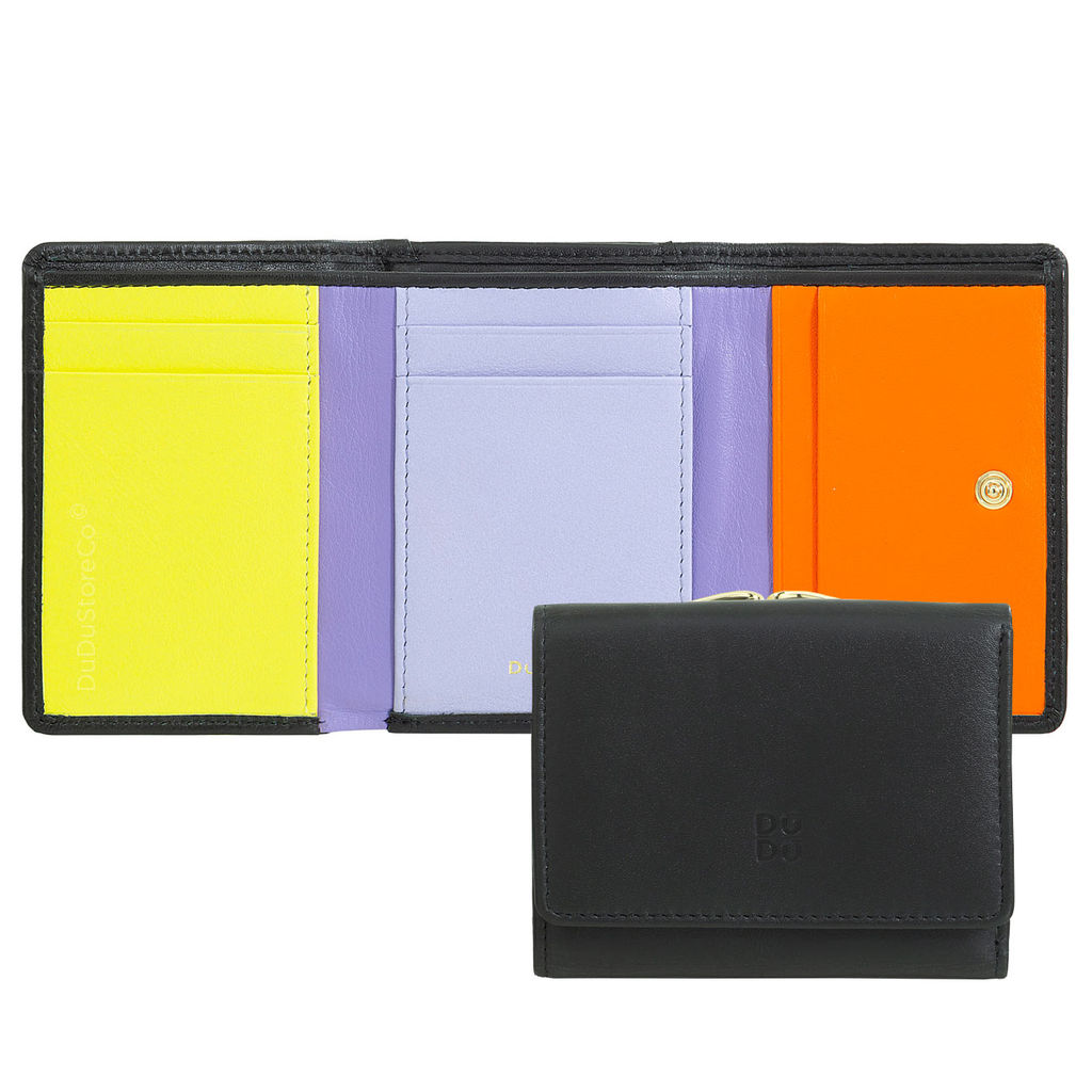 Итальянский женский кожаный кошелек DuDu серии Corsica | черный поп