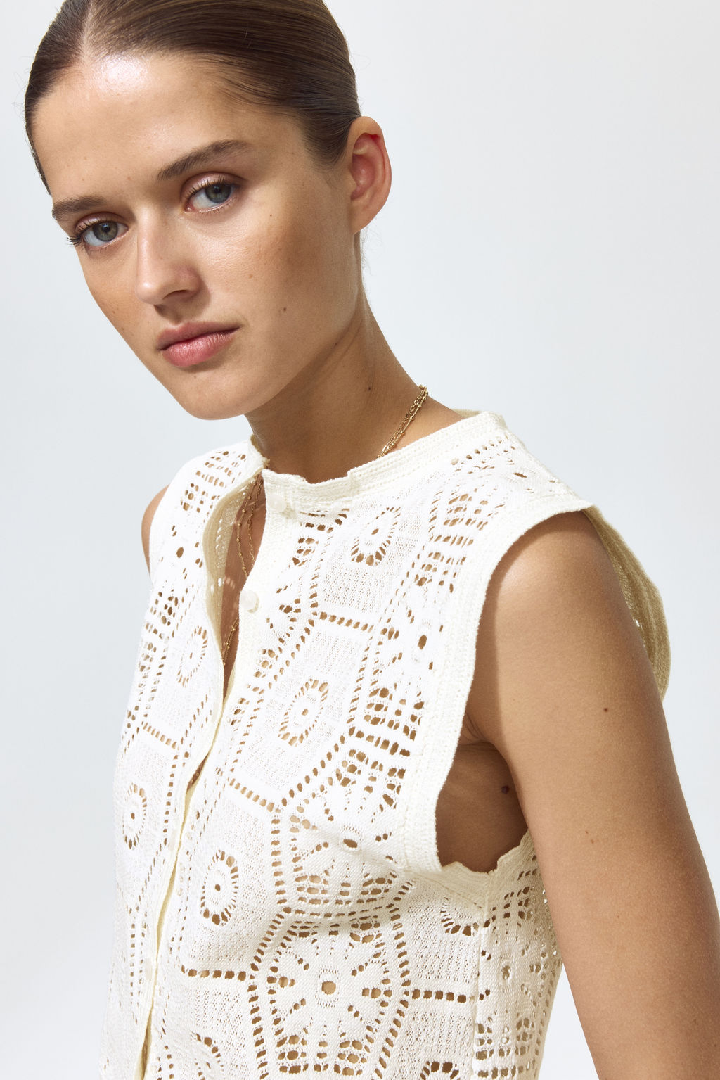 Top efecto crochet con botones - H&m фото 5