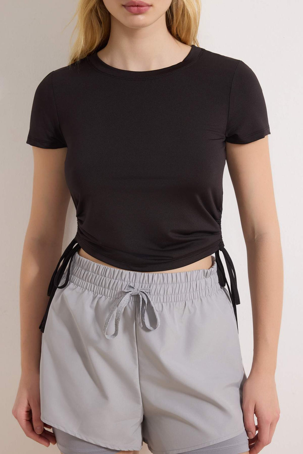Ekru Buzgulu Baglama Detayl? Micro Kumas Orme Spor T-Shirt THMSS26TS00003 - Trendyolmilla фото 10