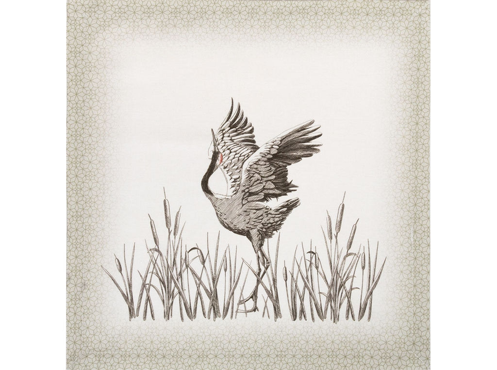 Комплект столовый 44721-БЧ 145*220 + 12 салф. 40*40 D1902 "Танец серых журавлей"