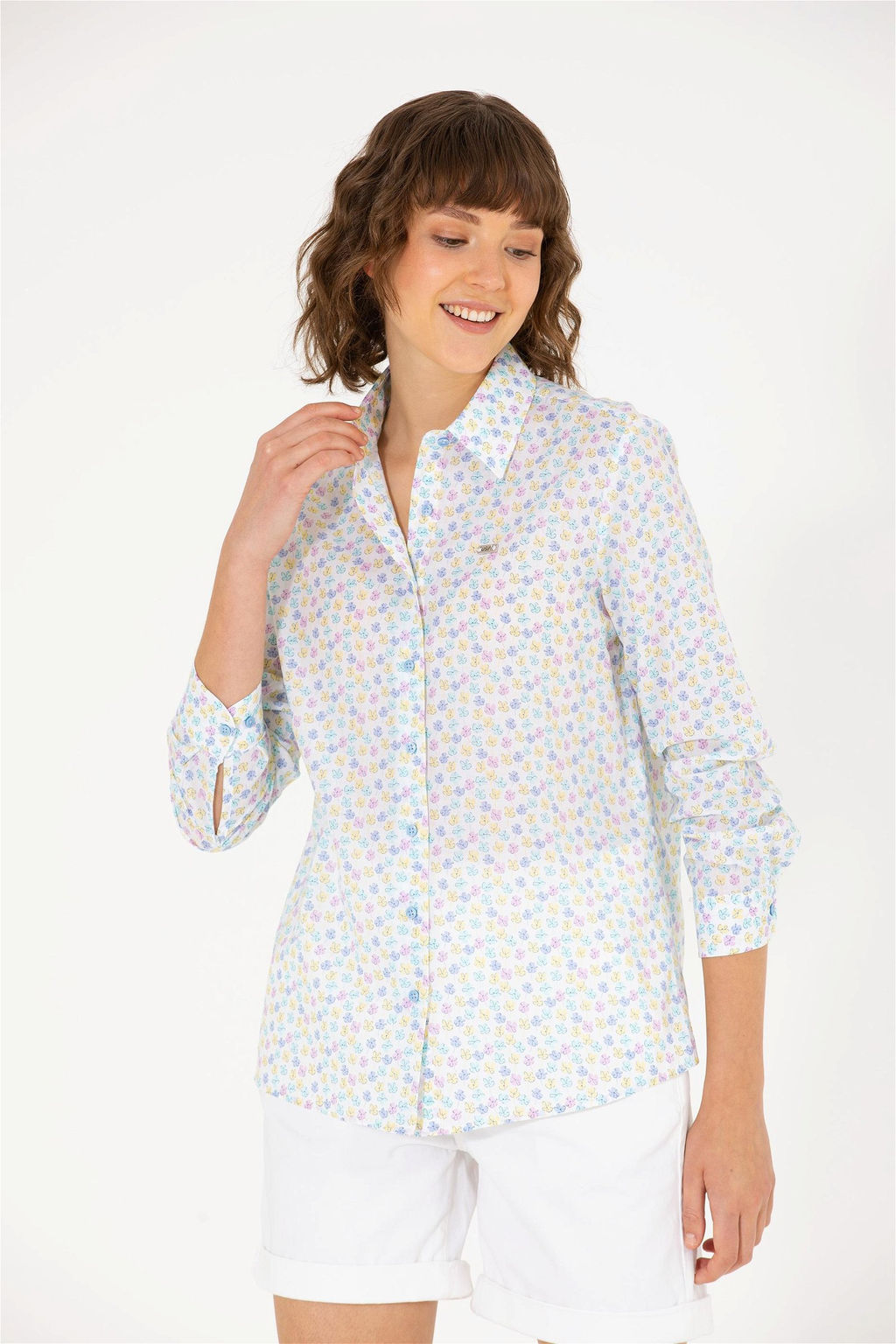 Женская синяя рубашка с длинным рукавом Неожиданная скидка в корзине - U.s. polo assn фото 3