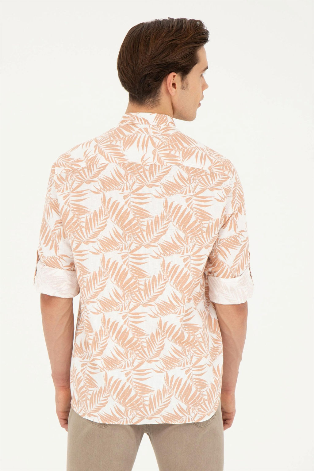 Мужская рубашка светло-коричневого цвета с длинным рукавом - U.s. polo assn фото 5