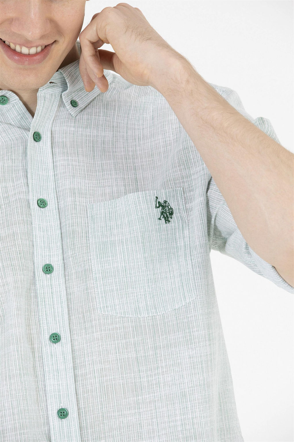 U. S. Polo Assn / Мужская зеленая рубашка с длинным рукавом - U.s. polo assn фото 14